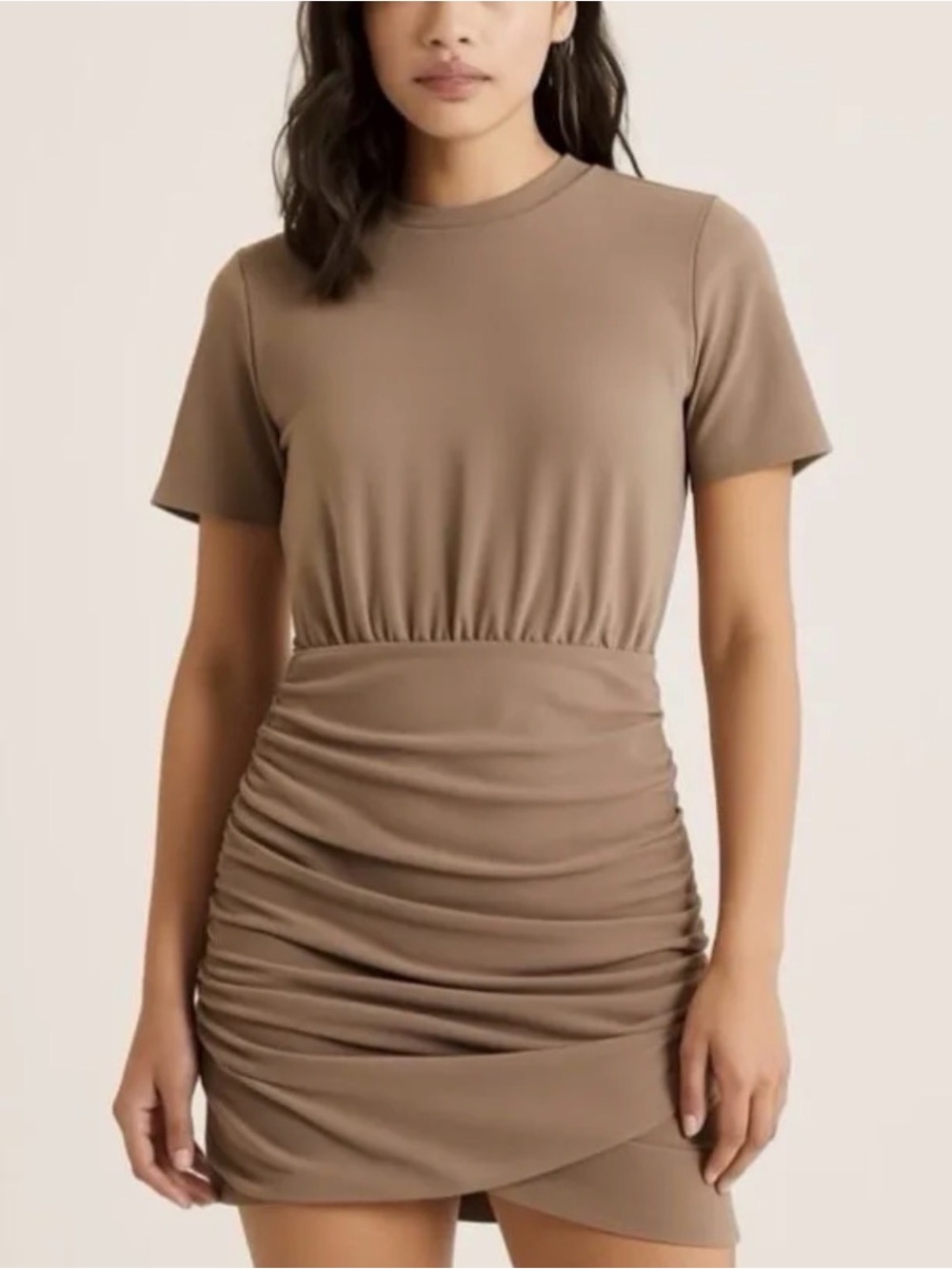 Abercrombie & Fitch Taupe Ruched Dress